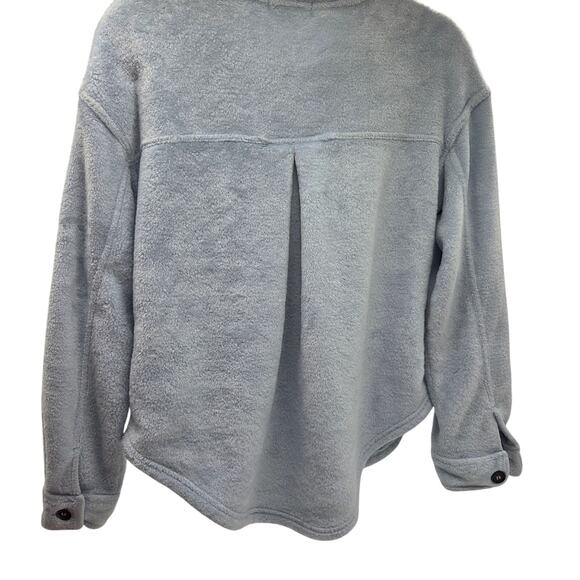 Almost Famous Fleece Button Up Jacket Shirt Size L Blue - Picture 4 of 6